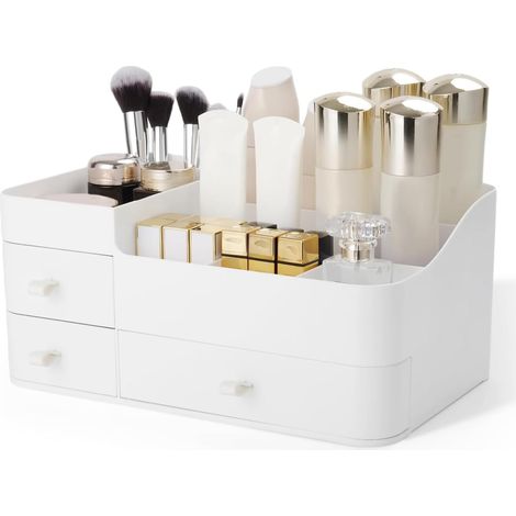 Organizador de maquillaje con cajones, organizador de tocador para organizar y guardar el maquillaje.