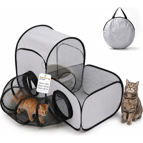Portable Enclos Chat Exterieur, 100×52×73 cm Pliable Parc pour Chat (1/5)