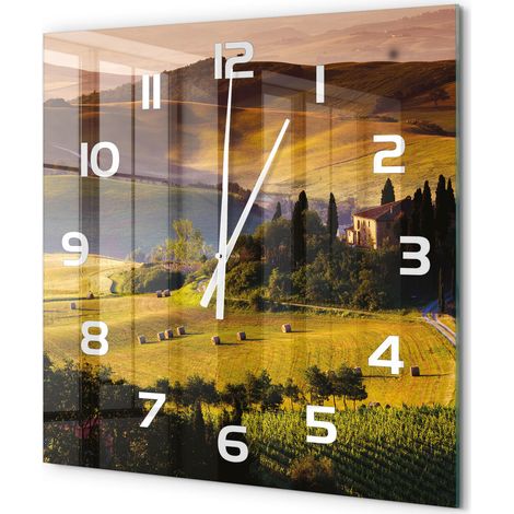 Grande Horloge Murale Carrée Originale en Verre Silencieuse Design Moderne Salon Toscane, Italie 60x60 cm (1/5)