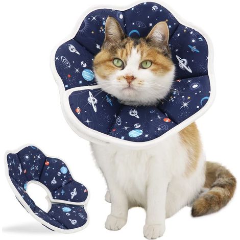 Collier élisabéthain souple pour chats, collier de récupération ajustable pour animaux de compagnie (grand). (1/5)
