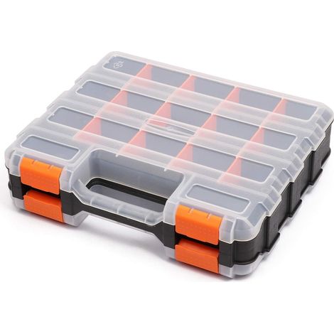 Organisateur d'outils double face, boîte de rangement pour quincaillerie 32 cm L x 27 cm l x 8 cm H (1/5)