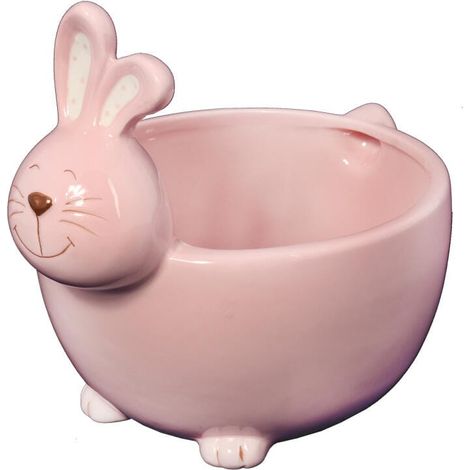Recipiente de cerámica con forma de conejito de Pascua, 16,5 cm.
