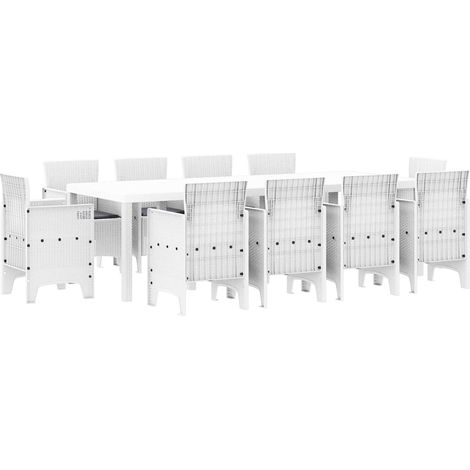 Maison Exclusive - Set da Pranzo per Giardino 11 pz Bianco Polipropilene (1/5)