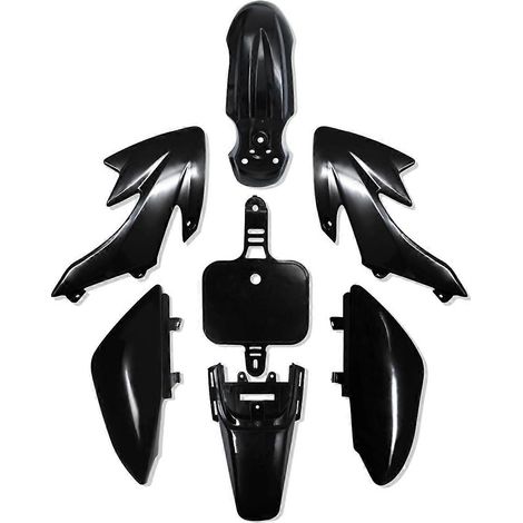 Kit plastique CRF50 pour pit bike : carénages et garde-boues noirs (1/5)