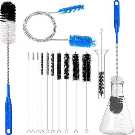 Irovami Lot 12 brosses nettoyage tuyaux – 43 cm, diamètres assortis, biberons et vases