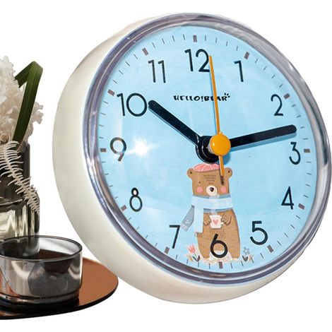 Horloge Murale Moderne Fixation Ventouse Étanche Fonctionne sur Pile Décoration Murale pour Cuisine Salon pour Salon, Chambre, Cuisine, Salle de Bain, Bureau, Maison Rustique, Étagère (1/5)
