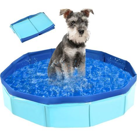 Faltbarer Hundepool, rutschfeste Badewanne, tragbarer Pool für Hunde und Katzen, geeignet für Haustiere und Kinder (50 x 10 cm), Blau (1/5)