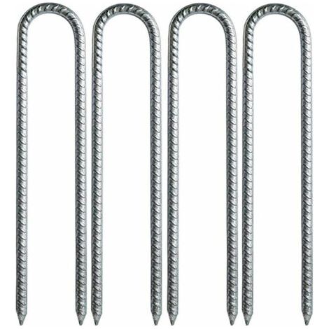 Lablanc – Piquets d'ancrage en U 30 cm – Acier galvanisé antirouille – Pour tentes, tonnelles, filets de football – Lot de 4 pièces (1/5)