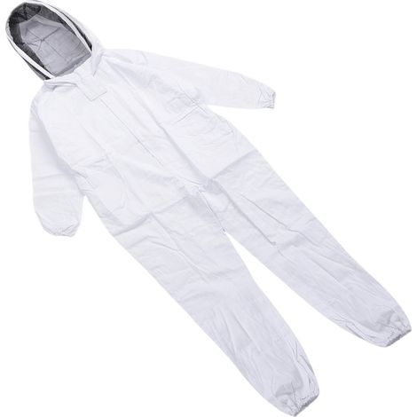 Combinaison d'apiculteur en nylon blanc intégral pour hommes et femmes, avec capuche ventilée. (1/5)