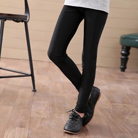 Kinderleggings, einfarbig, glänzend, hochelastisch, lang, eng anliegend und bequem für Kinder, 120 cm (1/5)
