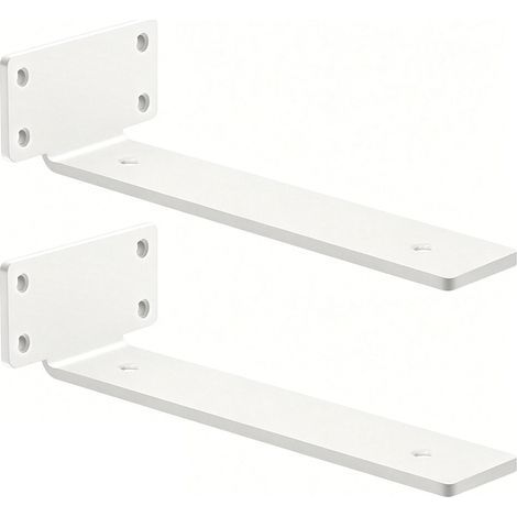 Lot de 2 Equerre Etagere Murale (Blanc 30 cm),Supports Pour étagères Lourdes Industrielles,Equerre Charge Lourde,Supports en L,4 mm d'épaisseur avec Vis (1/5)
