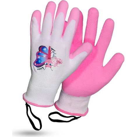 Gant de jardinage enfant rose, LISON le papillon - ROSTAING - 6-8 ans