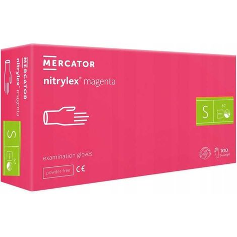 Guanti in nitrile 100 pezzi. 7-S Nitrylex Magenta (1/5)