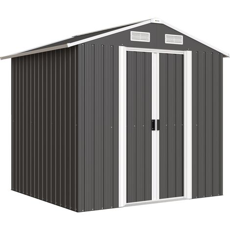Capanno Box da Giardino 195,5x158,5x188 cm con 2 Porte Scorrevoli in Acciaio Nero (1/5)