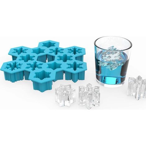 Moule À Glaces En Silicone - Forme Flocon De Neige - Pour Cocktails Et Whisky - 1 Pièce - Bleu (1/5)