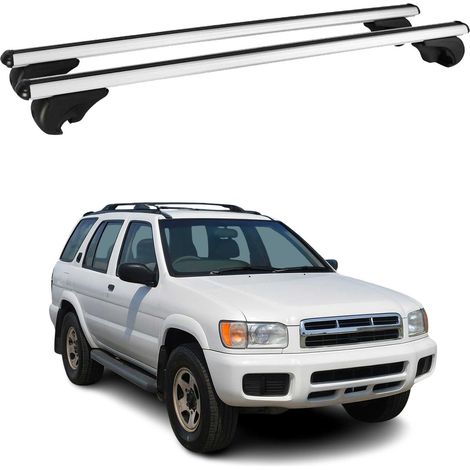 OMAC Barres de toit en aluminium pour Nissan Pathfinder II 1996-2004 – TÜV / DIN 75302:2019 – Antivol inclus – Charge max 75 kg – 2 barres Argent (1/4)