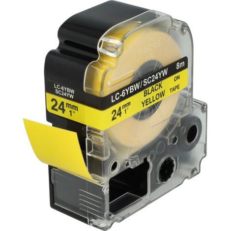 vhbw Label Tape Replacement for Epson LC-6WBW for Label Printer 24mm Black on Yellow (1/4)