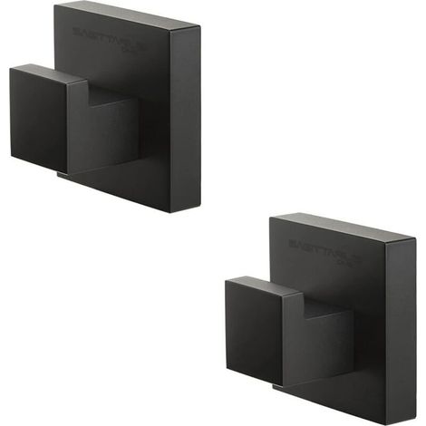 32S1-B Black Towel Hooks, 2-Piece Set, Black Bathroom and Kitchen Hooks, Bathroom Coat Rack, Kitchen Towel Hook (1/4)