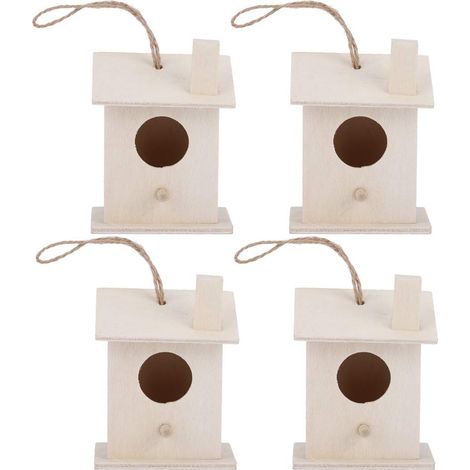 GARRYFIZH 4pcs Innovant Ornement de nids d'oiseau en bois innovant pour décoration de jardin de jardin en plein air