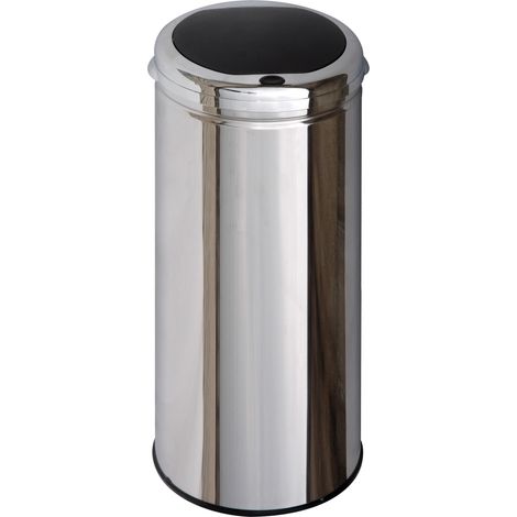 Kitchen Move – Poubelle automatique 50L inox – Ouverture par pression – Seau ABS avec anse – Anneau de protection pour sols fragiles