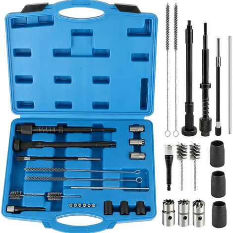 Kit de fraisage de sièges d'injecteurs (21 pièces), Jeu de Fraises pour injecteurs, kit d'outils pour le nettoyage et la réparation d'injecteurs diesel, outil pour injecteurs de 19 mm (1/5)