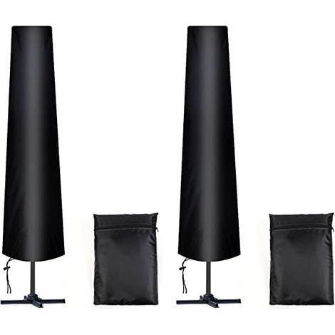 Housse Parasol Droit Ø 300 cm, 210D Oxford Housse de Protection pour Parasol avec Sac de Rangement, Résistant aux Intempéries, aux UV, à la Neige (Lot de 2)