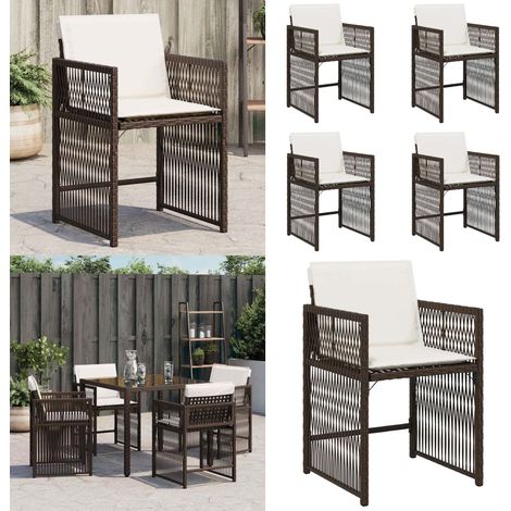 Chaises de jardin avec coussins lot de 4 marron résine tressée - Chaise De Jardin - Fauteuil De Jardin - Mobilier De Jardin - Résine Tressée - Rotin Synthétique - Home & Living (1/5)