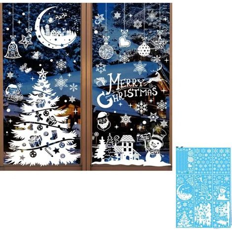 STICKERS DE NOEL Lot de 9 Stickers Noel Fenetre Réutilisable, Autocollant Noel Fenetre Electrostatique Decoration Noel Fenetre, PVC (1/5)