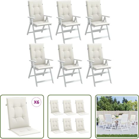 vidaXL Gartenmöbel - Hochlehner-Auflagen 6 Stk. Melange Creme 120x50x4 cm Stoff