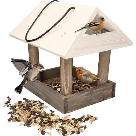 KOTARBAU Mangeoire à oiseaux en bois naturel à suspendre avec doublure 0,5 kg (1/5)