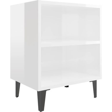 Maison Exclusive - Mesita de noche con patas de metal blanco bril