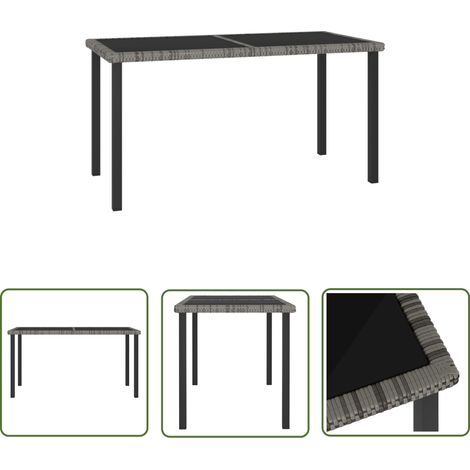 Table à manger de jardin Table à dîner Gris 140x70x73 cm Résine tressée 80186 (1/5)