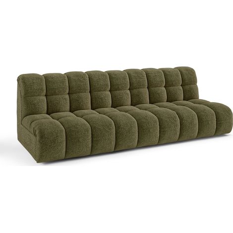 Canapé 3 places en tissu bouclette  vert olive SEVEN (1/5)