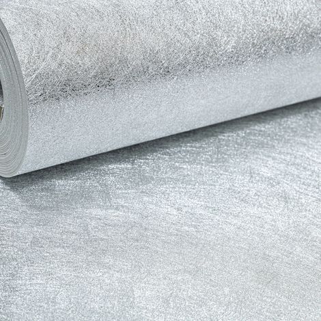 Plain Silver Shimmer Wallpaper Sienna Texture Foil Metallic Effect Heavy Weight (1/4)