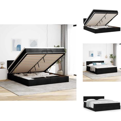 Cadre de lit ottoman avec matelas noir 200x200 cm tissu - Cadre De Lit Ottoman - Cadres De Lit Ottoman - Cadre De Lit - Cadre De Lit Avec Rangement (1/5)
