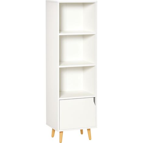 Bücherregal-Säule für Wohnzimmer und Badezimmer, weiß, Holz, Maße: 40 x 30 x 130 cm (L x B x H)