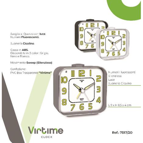 1 Pezzo Orologio Sveglia al Quarzo Silenziosa con Luce 3 Colori (1/2)