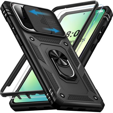 Coque pour Samsung Galaxy A56 5G avec Verre Trempé, 360° Antichoc Étui de Militaire Protection Anneau Support Renforcée Armure Telephone Housse pour Samsung A56 5G Case (Noir) (1/5)