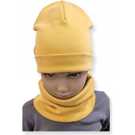Ensemble bonnet + écharpe enfant taille 52-56 double moutarde