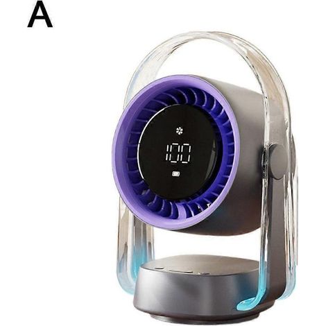 Ventilateur de bureau suspendu pour recharger à domicile, ventilateur turbo de bureau avec affichage numérique violet (1/4)