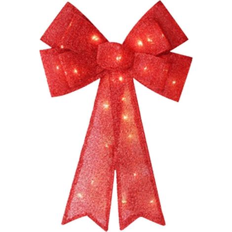 Grands nœuds pour sapin de Noël, nœuds pour couronnes de Noël, nœuds lumineux LED pour couronnes de Noël, décorations de Noël intérieures et extérieures avec lumières LED chaudes (1/5)