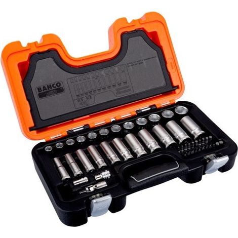 Coffret douilles bahco 53 pièces orange acier haute qualité