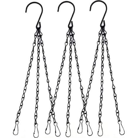 Hängekette – 1,4 mm Eisen – 40 cm – Schwarz – Für Blumentöpfe, Pflanzgefäße, Laternen – 3er-Set (1/5)