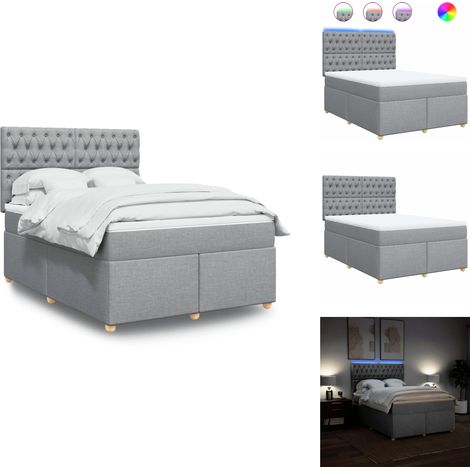 Sommier à lattes de lit avec matelas Gris clair 140x190cm Tissu - Sommier À Lattes De Lit - Sommiers À Lattes De Lit - Lit - Meuble De Chambre À Coucher (1/5)