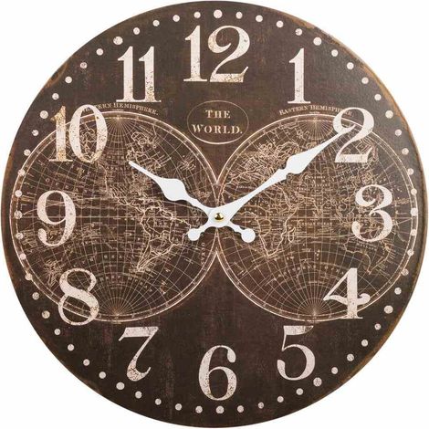 Reloj de pared de madera marrón oscuro d34x2 cm (1/3)
