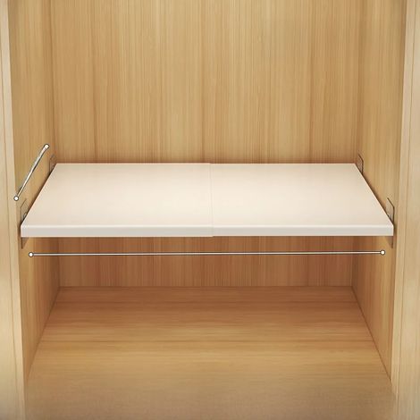 Étagère extensible en acier au carbone (largeur 42 cm, cloison télescopique de 50 à 80 cm) : solution de rangement pour vêtements murale à plusieurs niveaux, style simple et robuste. (1/5)