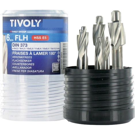 Fraise à lamer HSSE5 a 180° (coffret de 6 pieces) - Tivoly
