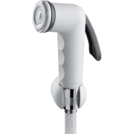 Kit Douchette WC avec flexible et Support, Pomme de Douche à économie d'eau pour Bateau ou Camping-Car, Douchette pour Toilette blanc avec levier d’arrêt, Douchette à Main Bidet. (1/5)