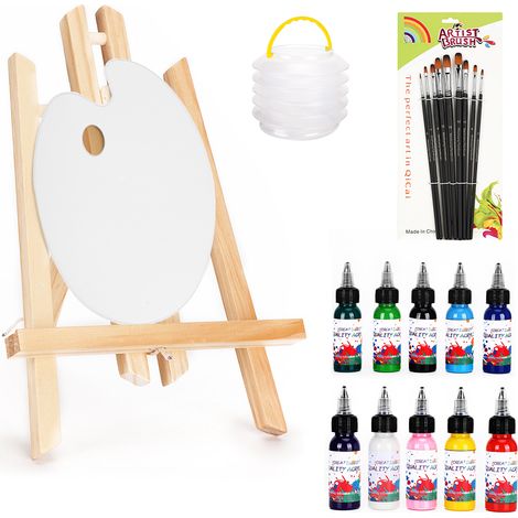 Coffret de peinture acrylique 10 couleurs, cadre photo, support, ensemble de pinceaux, kit de peinture, accessoires et fournitures (1/5)