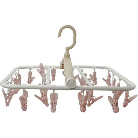 Corde à Linge Pliable Portable Maison Camping 24 Pinces à Linge 38x22cm